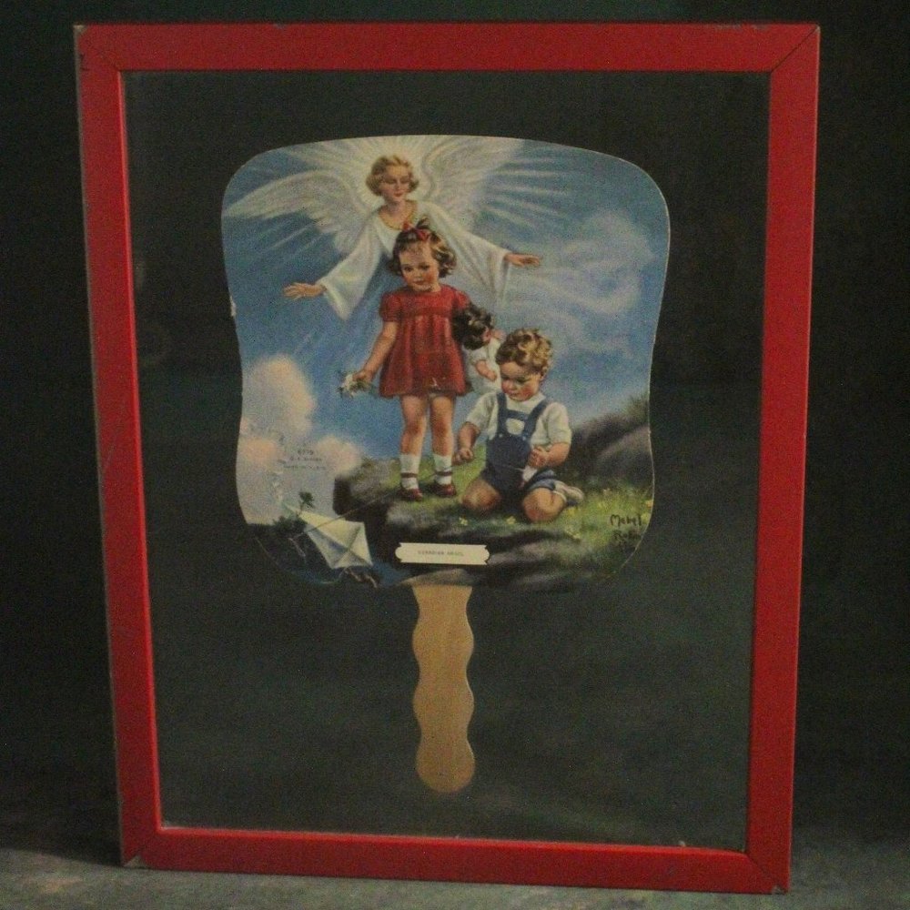 Framed Vintage Religious Advertising Fan